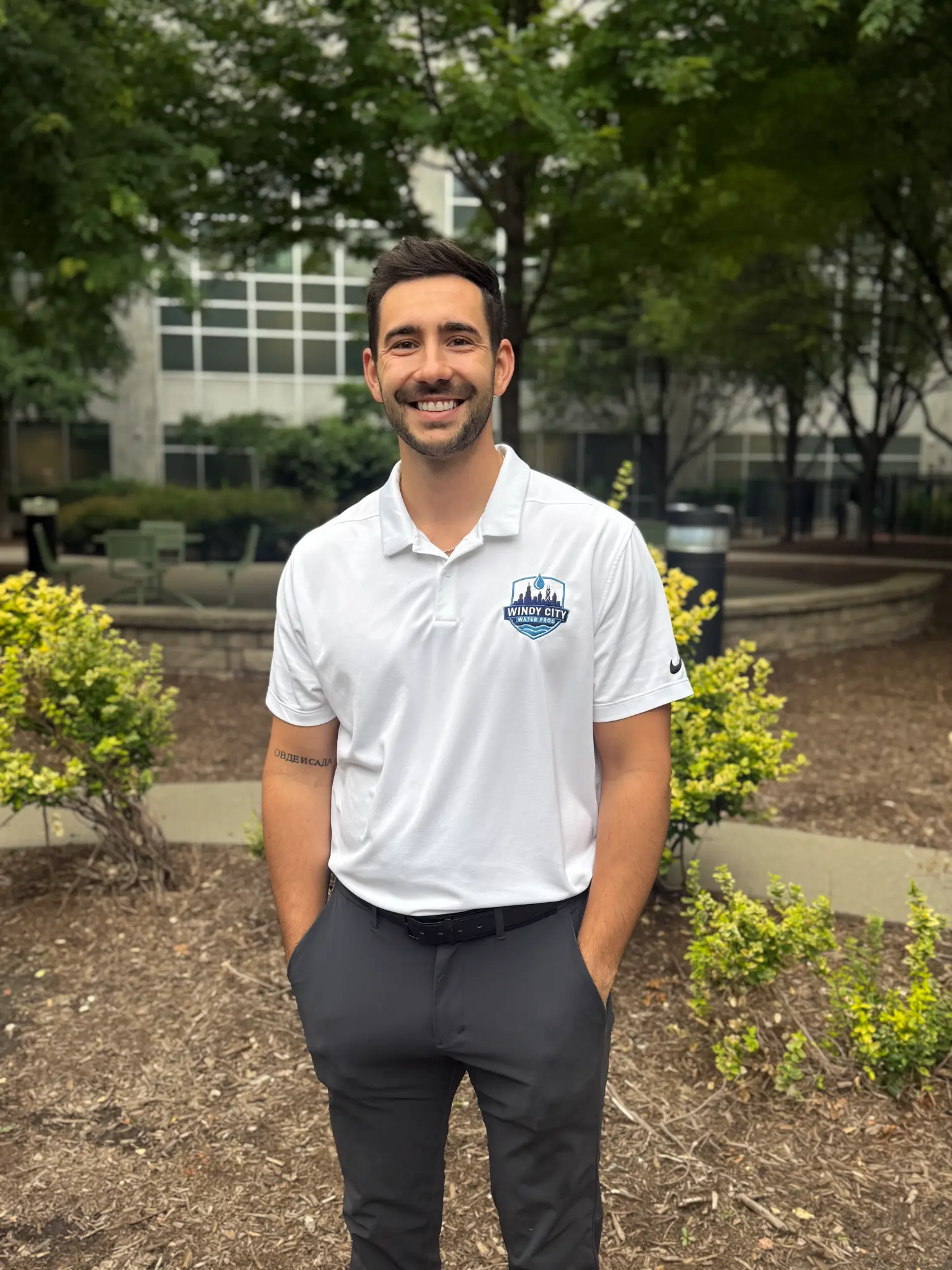 Windy City Water Pros owner wearing the company shirt outdoors